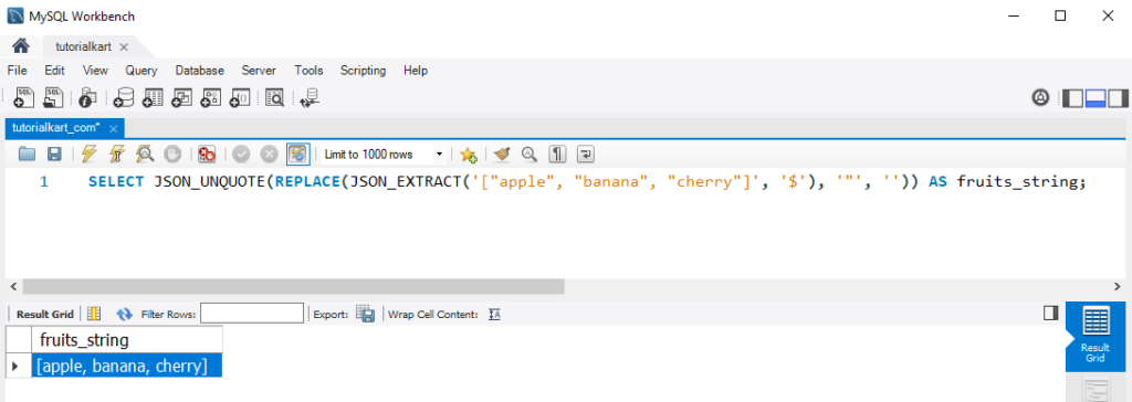 Converting JSON to Strings in MySQL - Example: Converting JSON Arrays to Strings