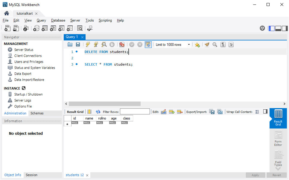 MySQL - Delete Rows in Table - Delete All Rows in a Table