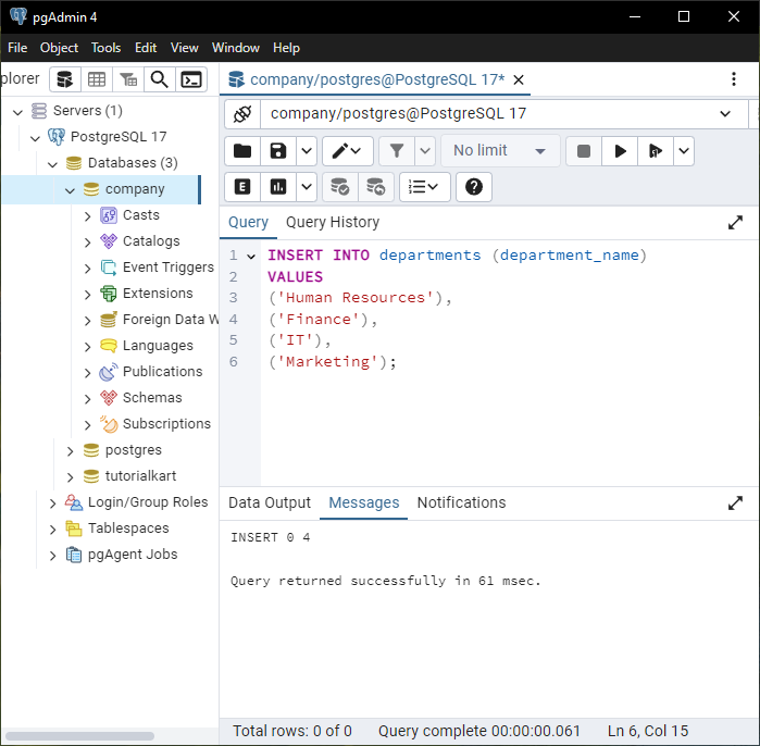 PostgreSQL - Foreign Key Constraints - Setup for examples