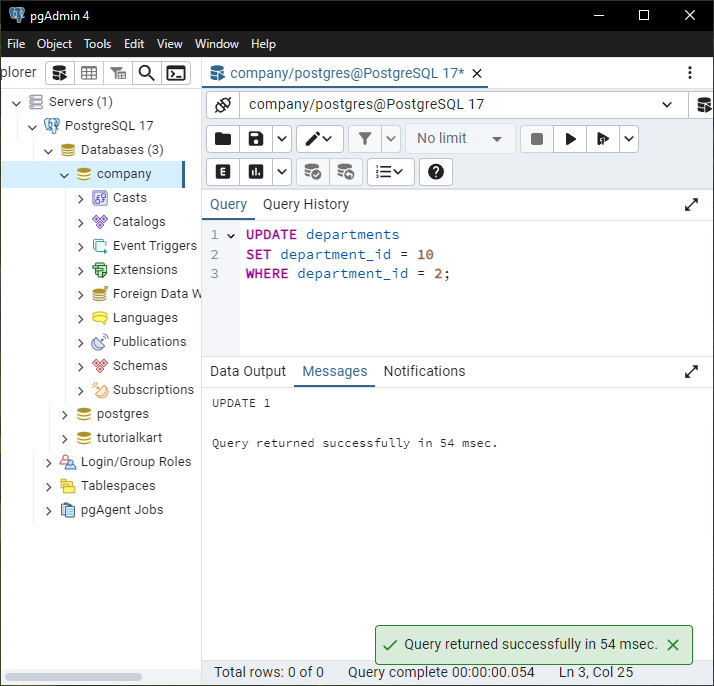 PostgreSQL - Foreign Key Constraints - Example: Updating Keys with ON UPDATE CASCADE