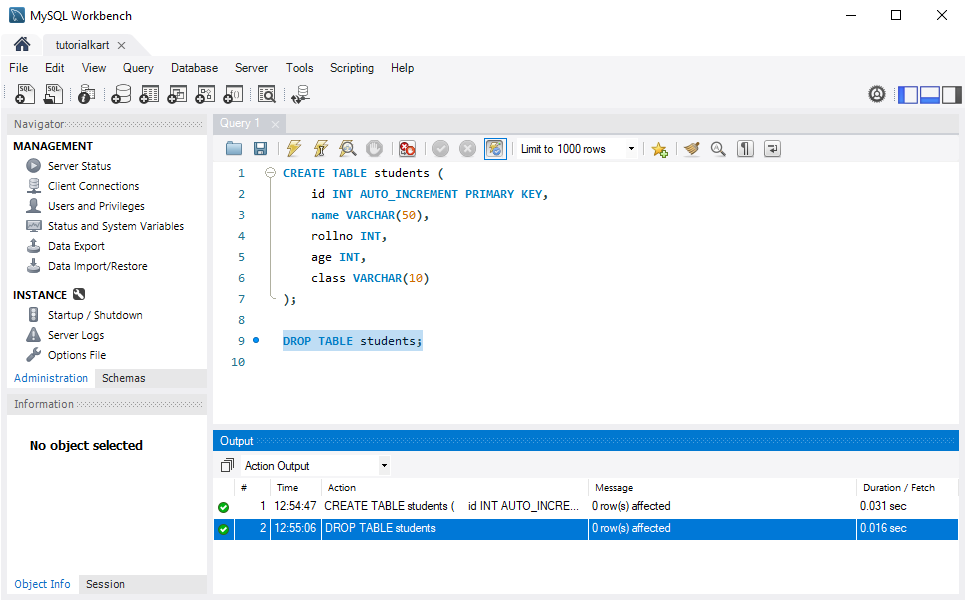 MySQL - Drop Table