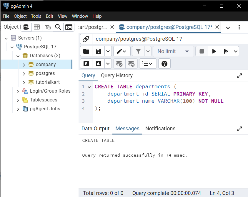 PostgreSQL - Create Table 