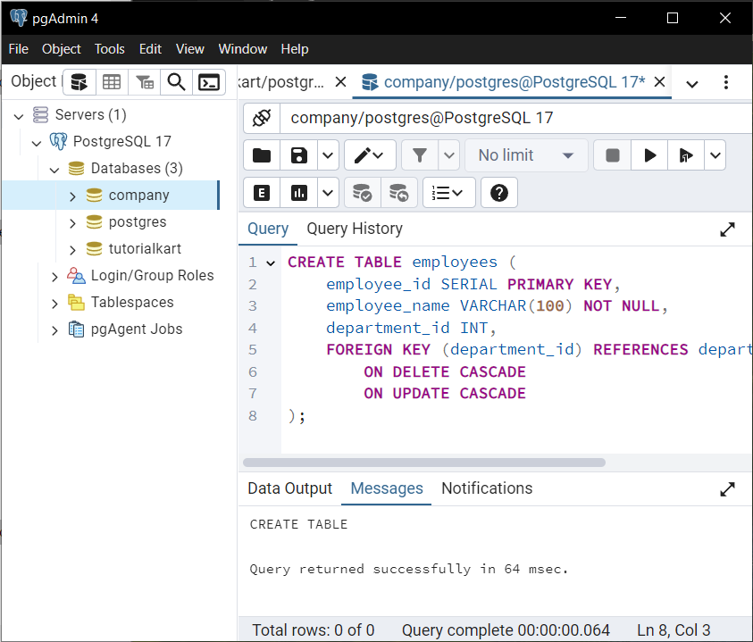 PostgreSQL - Create Table with Foreign Key