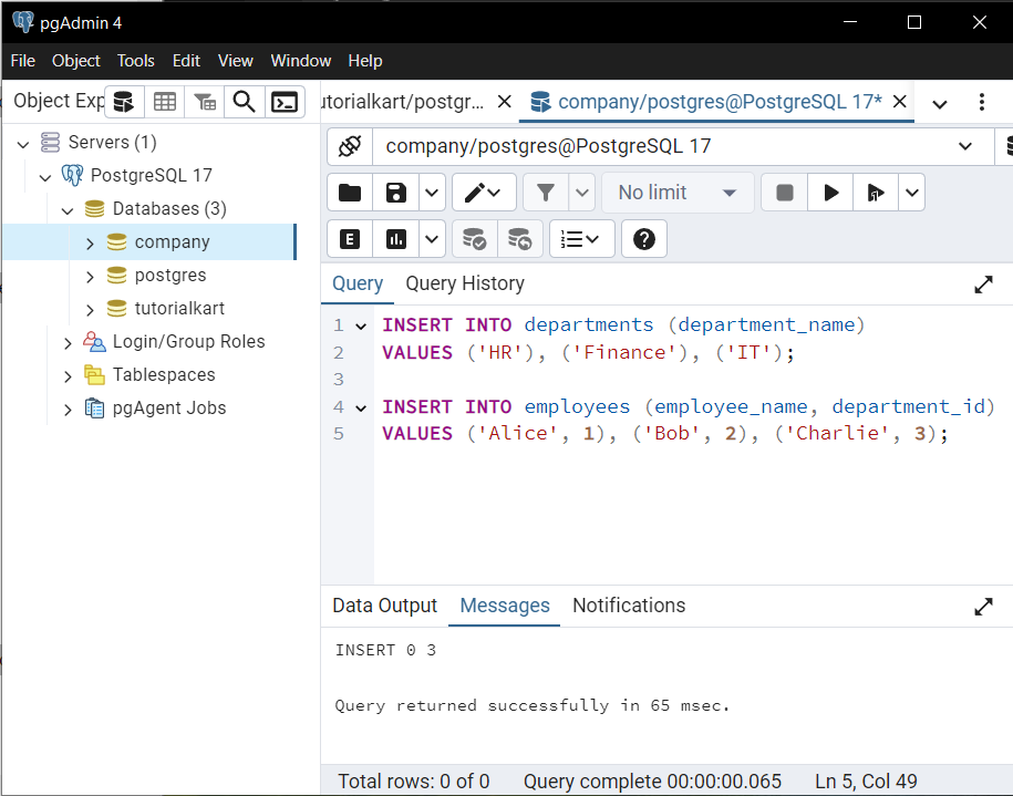 PostgreSQL - Create Table with Foreign Key - Insert Rows