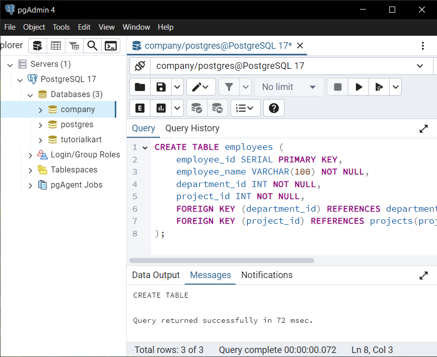 Create Table with Multiple Foreign Keys in PostgreSQL  Database