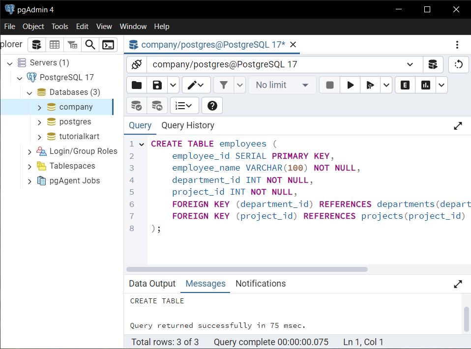 Create Table with Multiple Foreign Keys in PostgreSQL  Database - Example with Modified Constraints