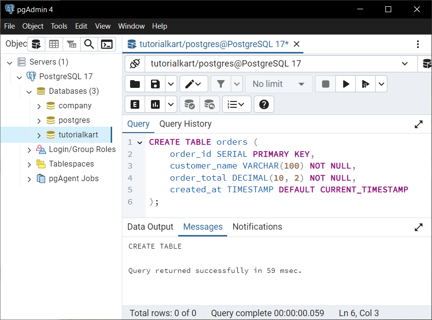 PostgreSQL - Create Table with Default Timestamp