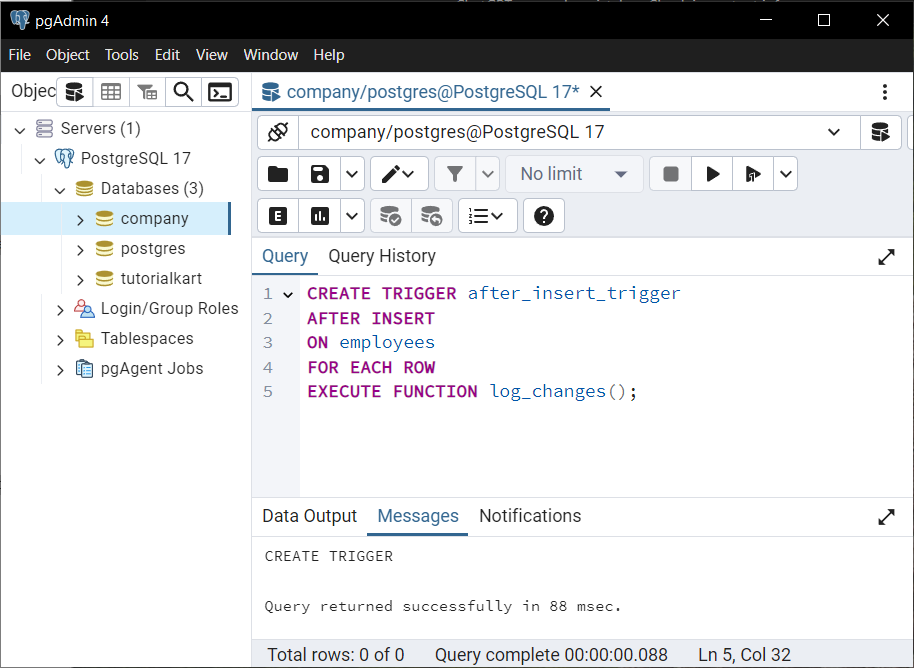 PostgreSQL - Triggers Example