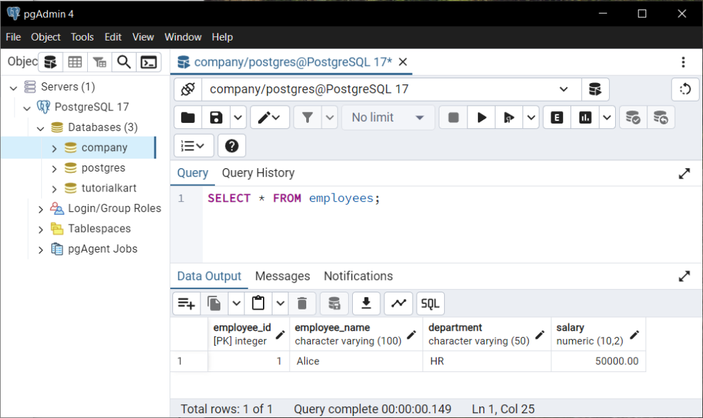 PostgreSQL - Stored Procedure with OUT Parameters