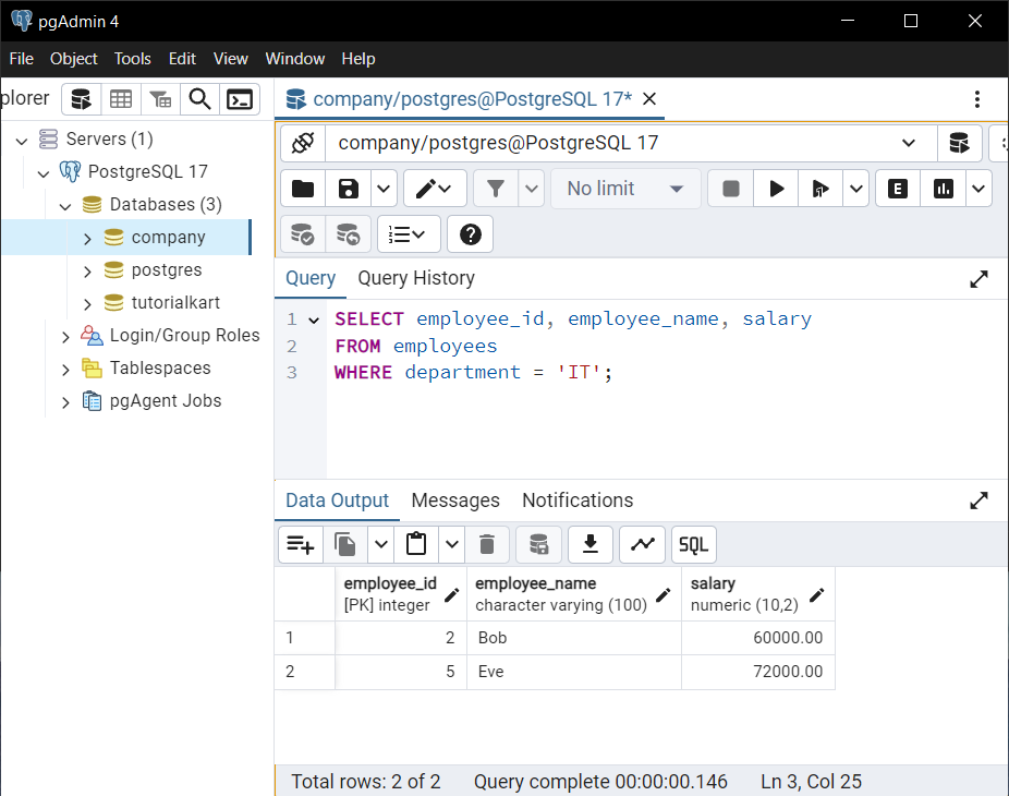 PostgreSQL - Select Query with WHERE Clause - Basic Filtering