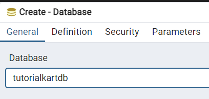 Create a Database in pgAdmin 4 - Step 4 - Configure the New Database