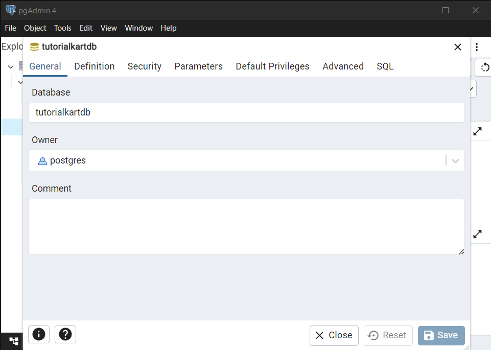 Rename a Database in pgAdmin 4 - Step 4: Rename the Database