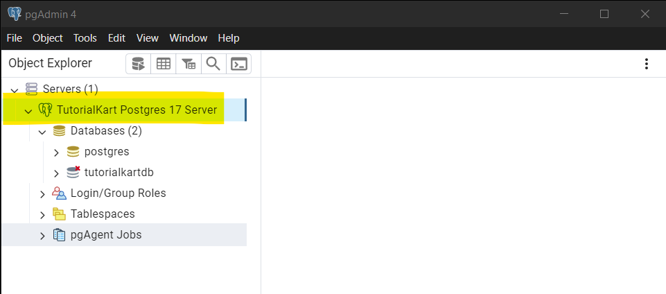 Connect to a Database Server in pgAdmin 4 - Step 5: Verify the Connection