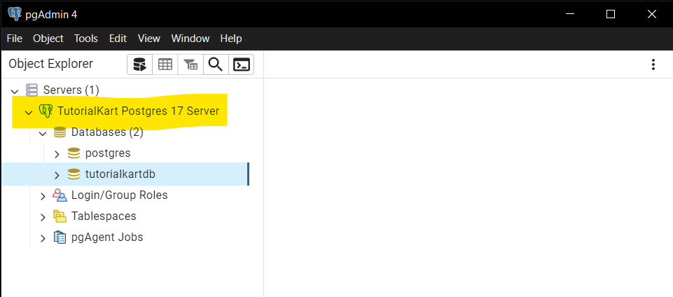 Disconnect from a Database Server in pgAdmin 4 - hierarchical tree structure of servers