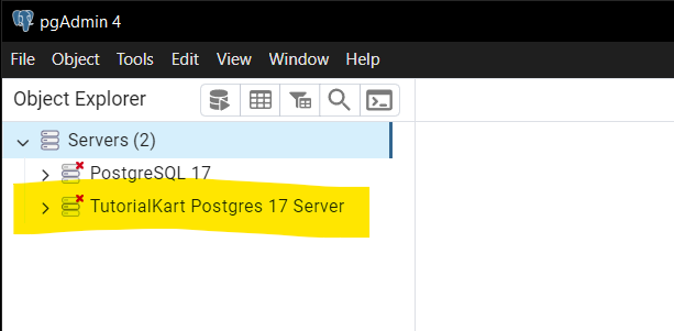 Back Up a Database in pgAdmin 4 - Step 1: Launch pgAdmin 4 - List of Servers