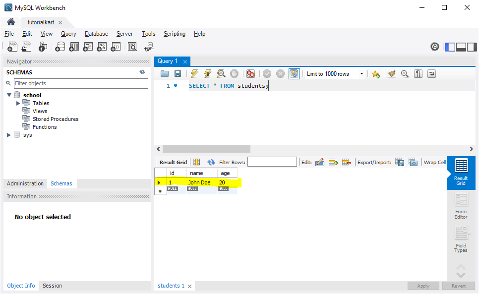 Java MySQL - INSERT Row - Verifying in MySQL Workbench