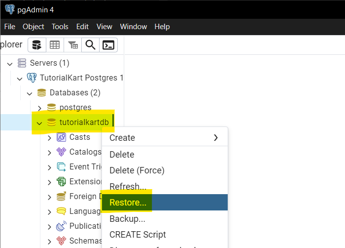 Restore a Database in pgAdmin 4