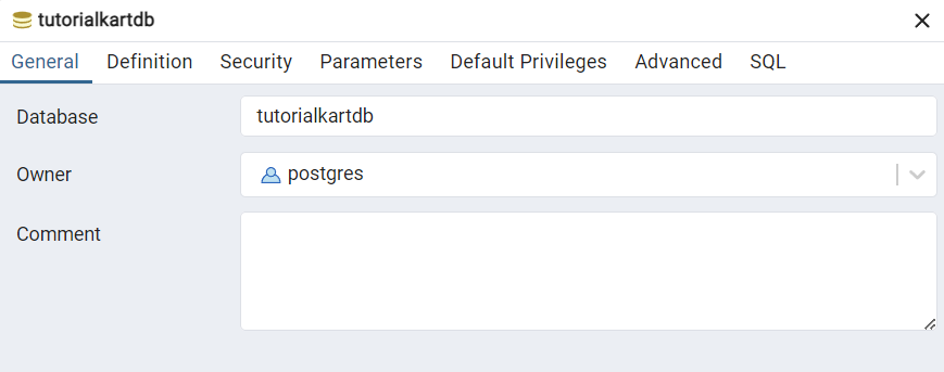 View Database Properties in pgAdmin 4 - General Properties