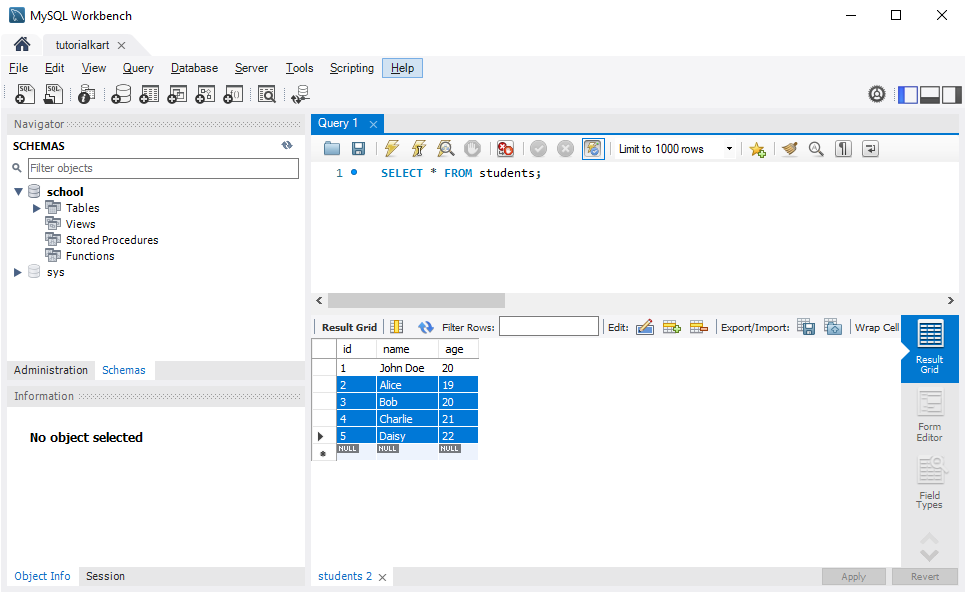 Insert Multiple Rows in MySQL Table - Verifying MySQL Workbench