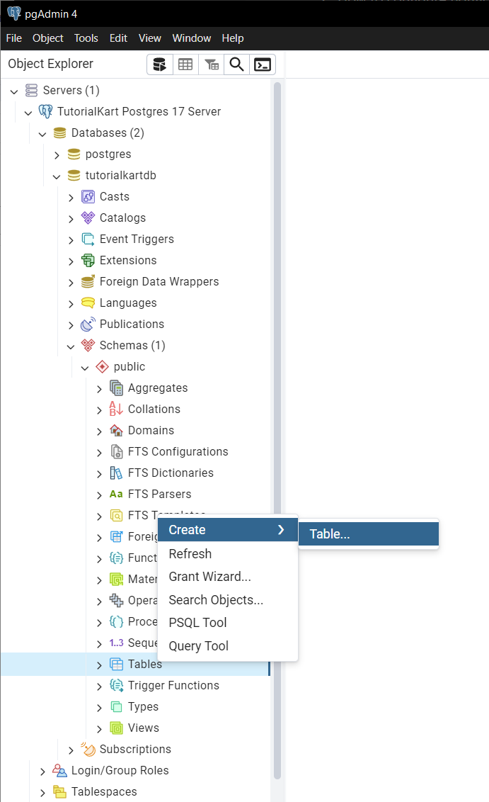 How to Create a Table in pgAdmin 4