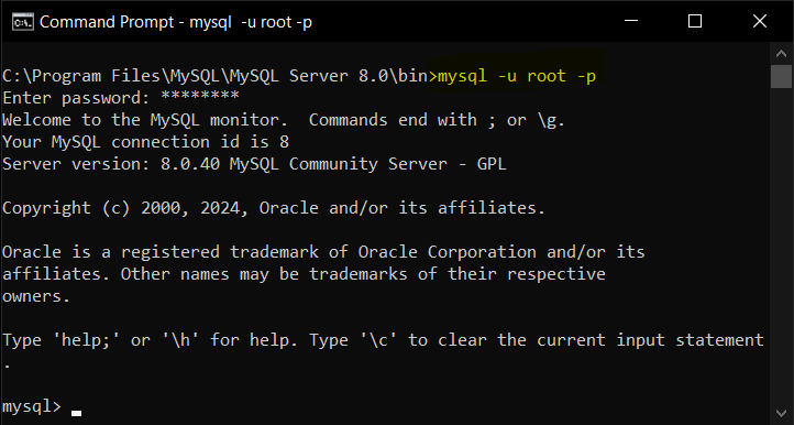 Connect to the MySQL Server