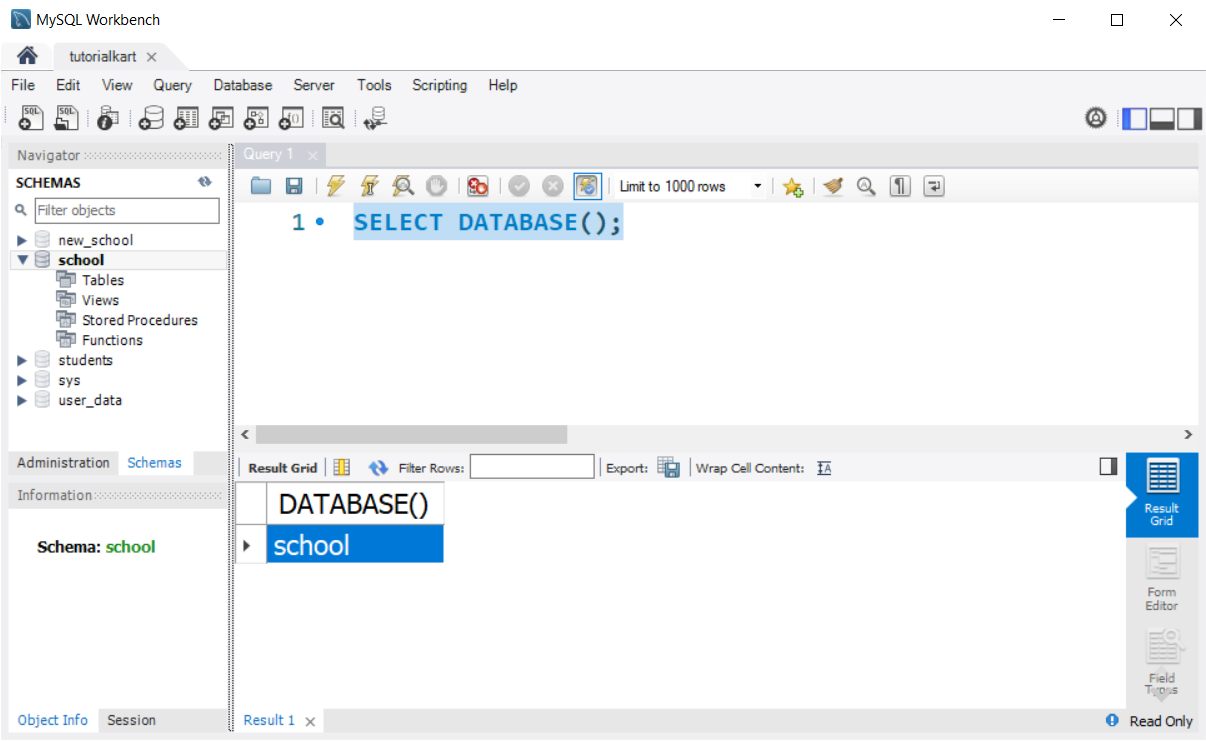 Verify the Selected Database in MySQL Workbench