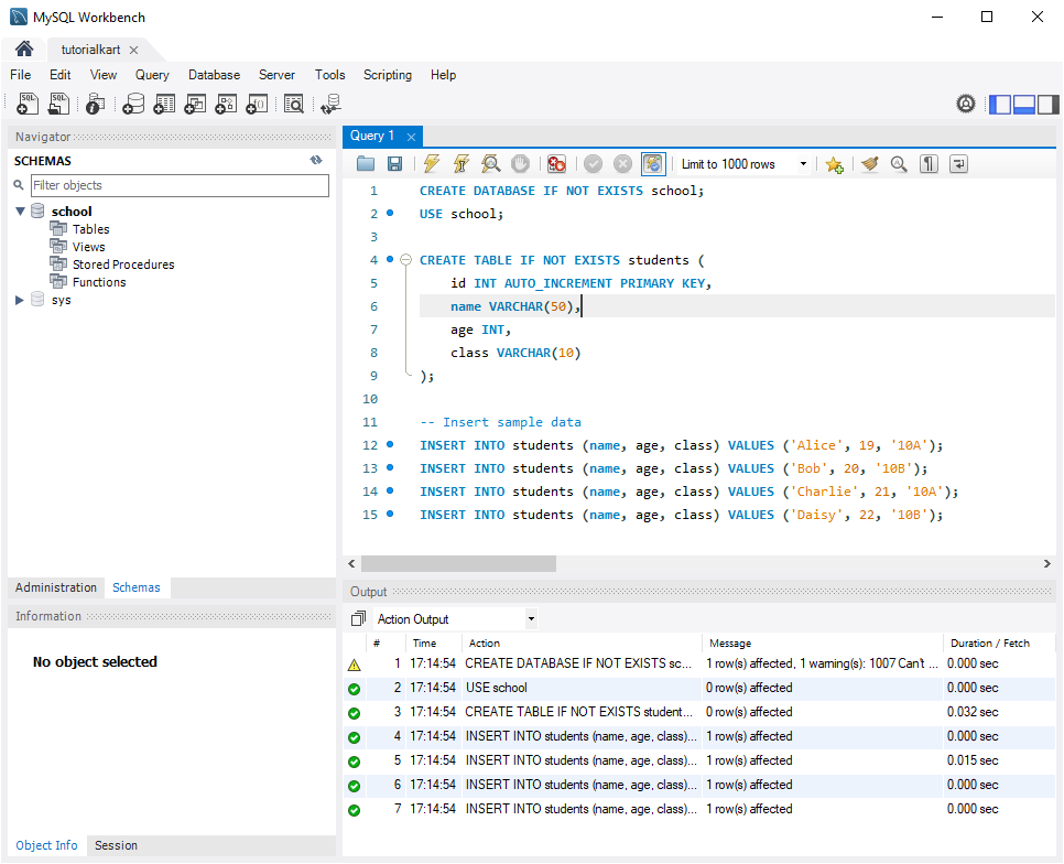 Java MySQL - SELECT Row - MySQL Table Setup for Example