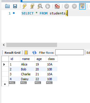 Java MySQL - DELETE Rows - Sample Table Data