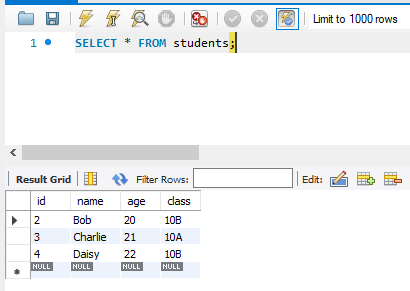 Java MySQL - Delete Single Row - Check output in MySQL Workbench