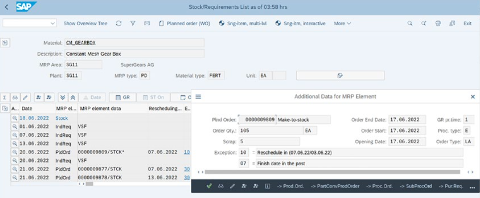 Convert a planned order to a production order