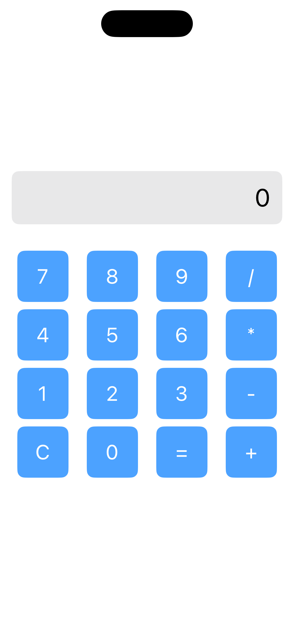 SwiftUI - Calculator Application Screenshot in iPhone 16 Pro Simulator