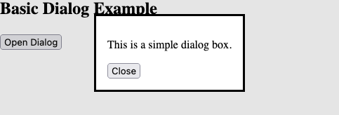 HTML dialog example