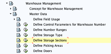 Defining Storage Sections in Warehouse Management 