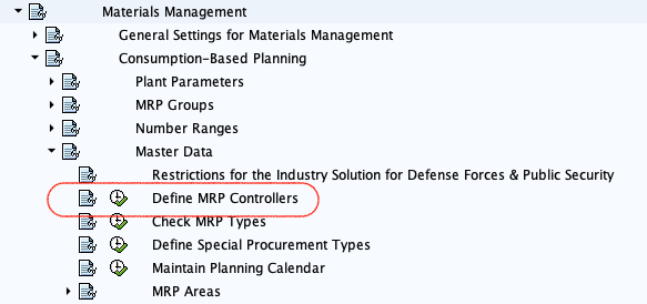 MRP Controller Configuration Screen