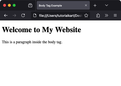 Example for Basic Structure of the <body> Tag