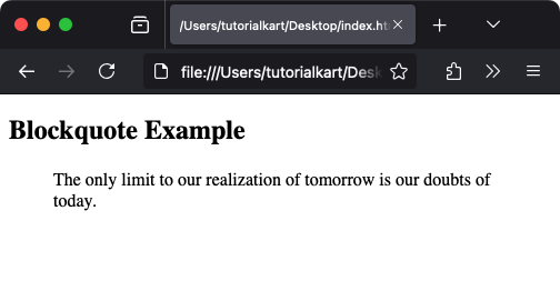 Basic Example of HTML <blockquote> Tag