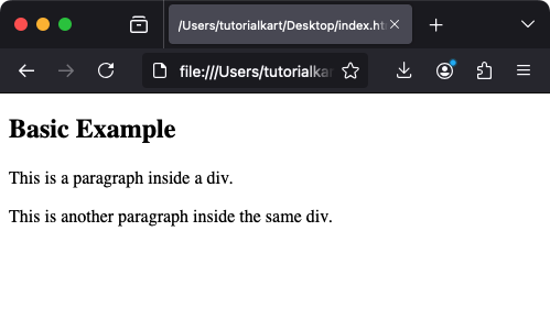 Basic Example of HTML <div> Tag