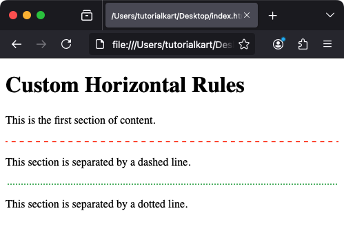 Creating Dashed or Dotted Lines with <hr>