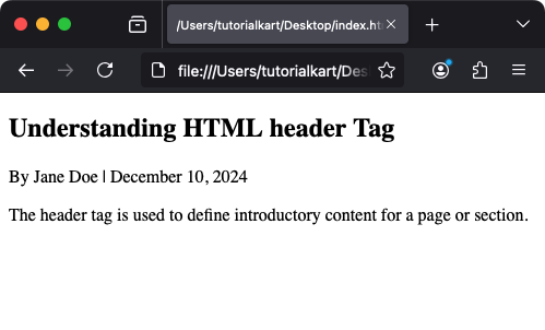 Using the <header> Tag in Articles