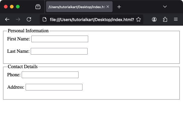 Example with Multiple Fieldsets