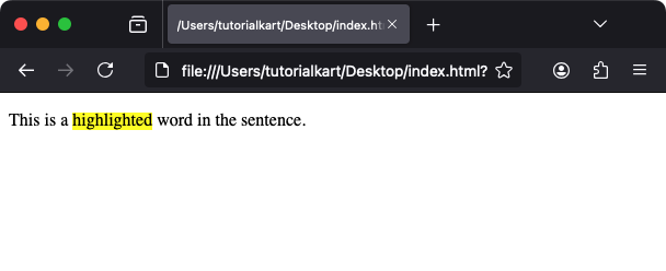 Basic Example of HTML <mark> Tag