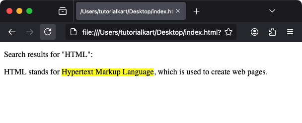 Highlighting Search Results using <mark>