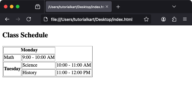 Merging Cells in Table with colspan and rowspan