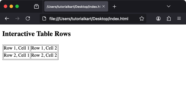 Example of Using Event Attributes with <tr>