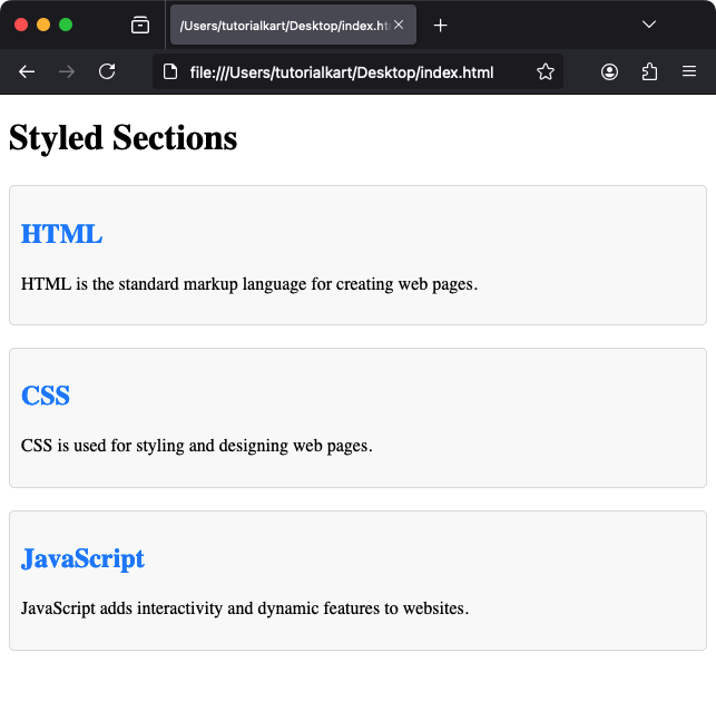 Styling the <section> Tag with CSS