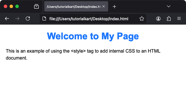 Example of Internal CSS with the <style> Tag