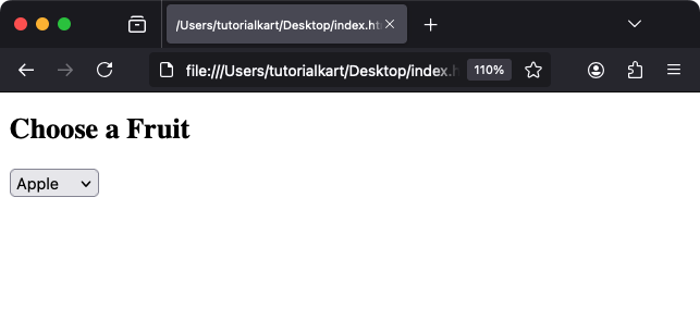 Example of a Dropdown List using option tag