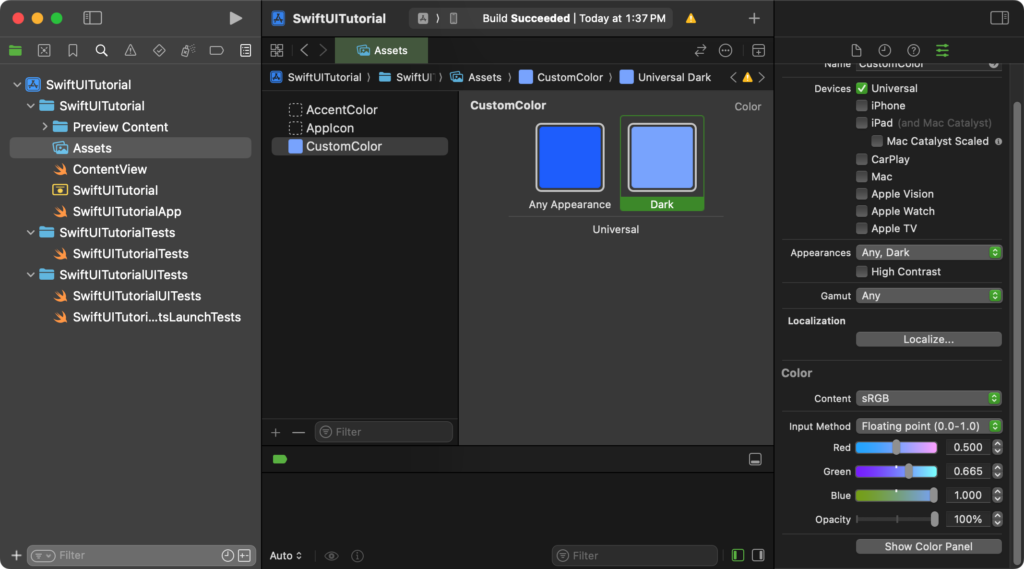 Configure Color Values