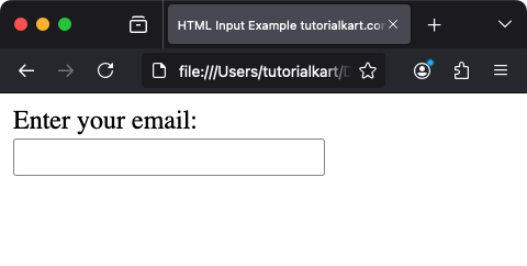 HTML Input Email Type Example