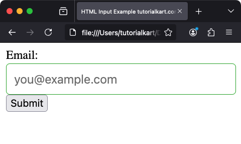 HTML Input Email Type - Example: Styling Email Input Fields